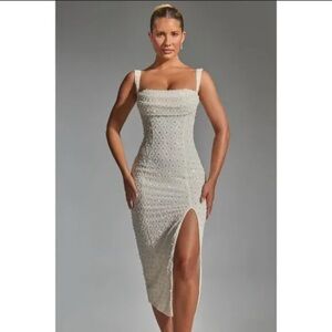Oh Polly White Sequin Sleeveless Bodycon Midi Dress